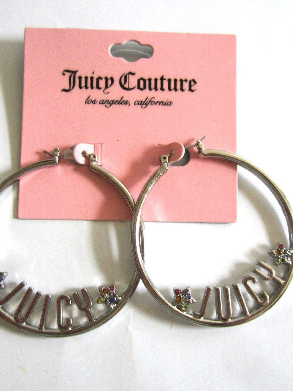 Juicy Couture Silver Star Loop Hoop Earrings